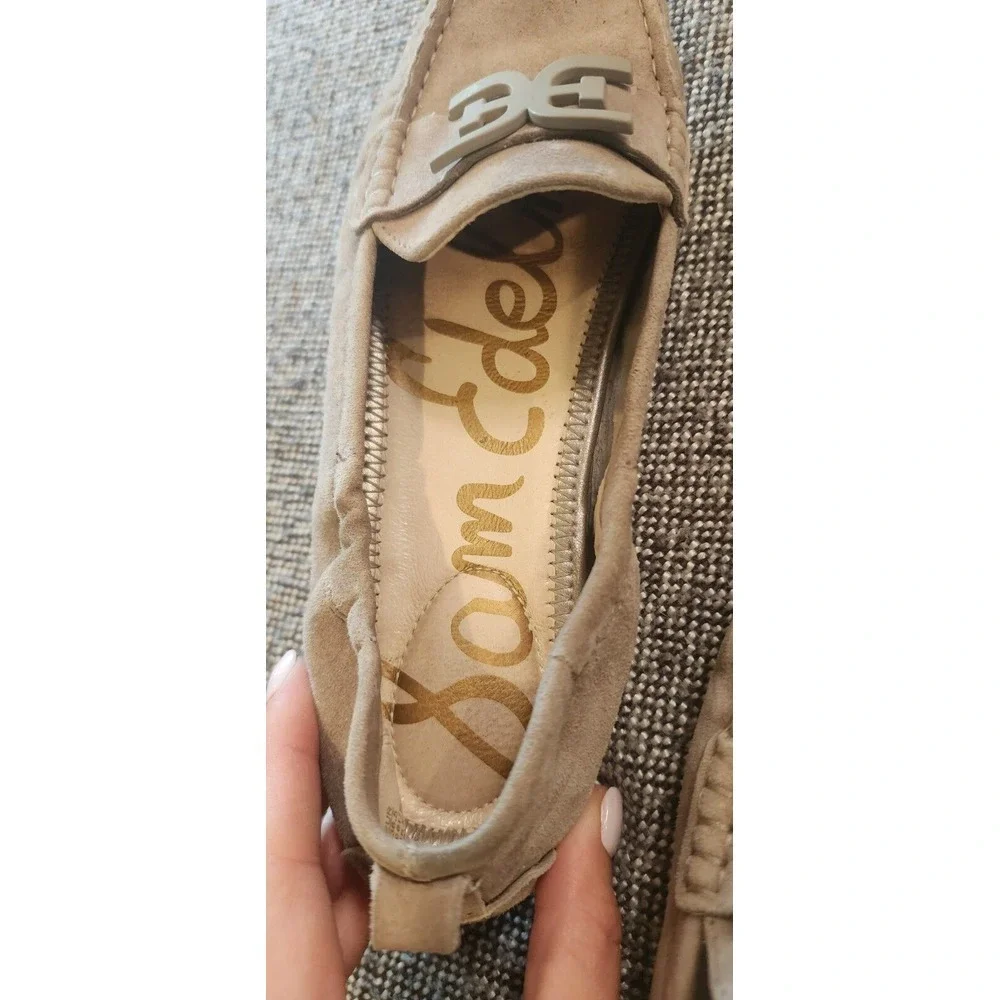 Sam Edelman Farrell Suede‎ Driving Moccasin Loafers 6.5 Gray Tan EUC